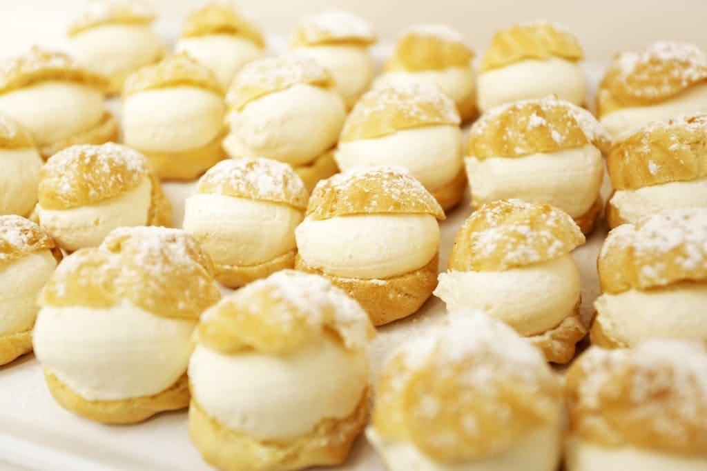 Close-up of a Lot of Cream Puffs