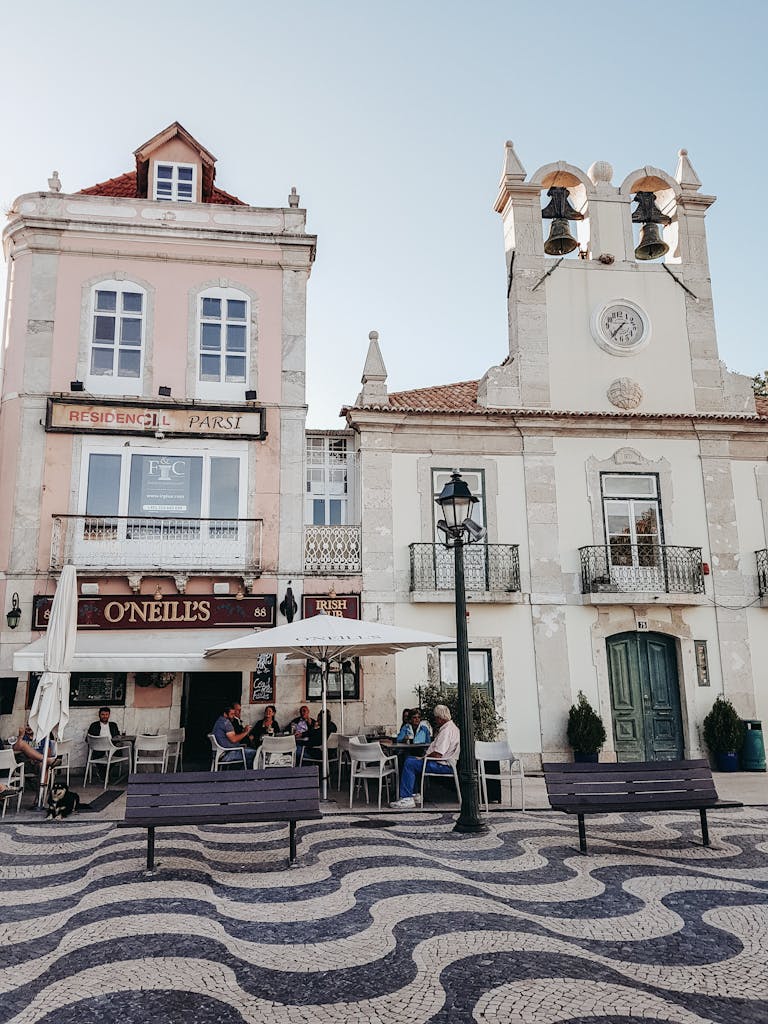 People at a Pub at the Square in Cascais, Portugal